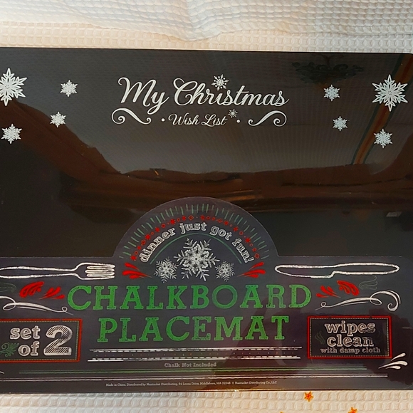 NWOT Set of 2 My Christmas Wishlist Chalkboard placements in sealed package - Picture 1 of 4